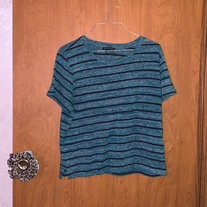 Blue and black striped shirt. Basically a short sleeve sweater. girls XL.